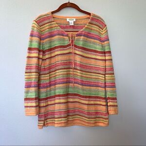 Talbots Colorful Striped Sweater Top